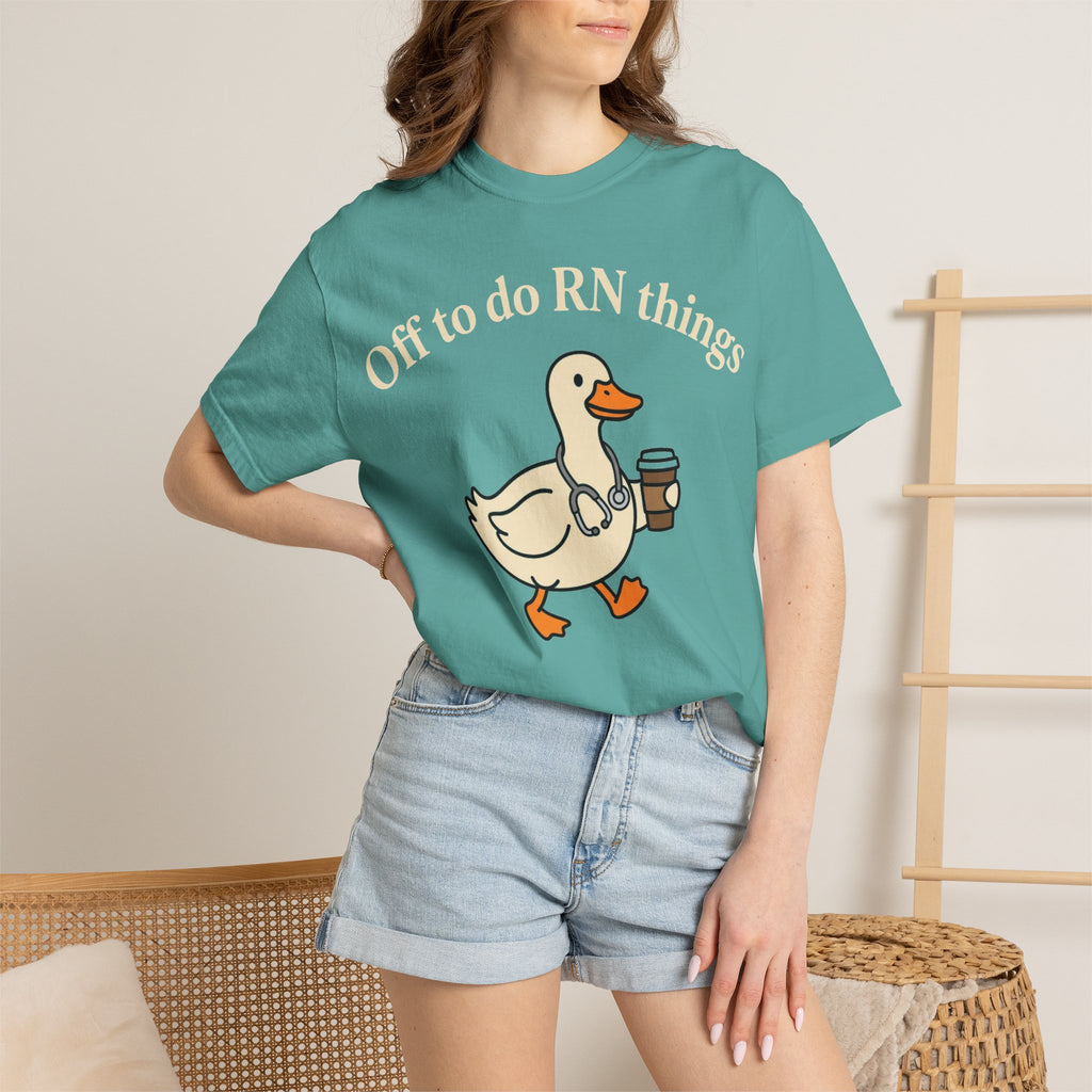 Off To Do RN Things Shirt, Funny Nurse Duck Coffee Tee, Stethoscope Duck Shirt, Nurse Gift