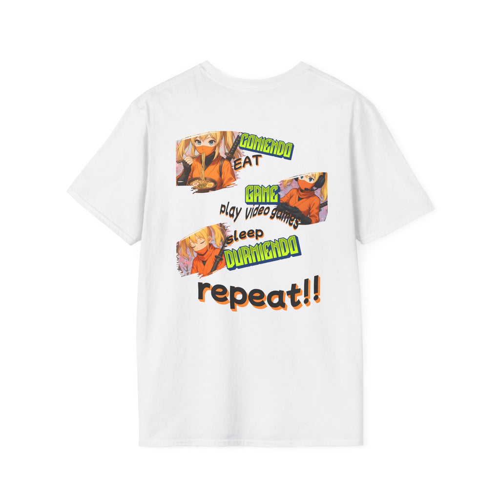 Anime Gamer T-Shirt — "Eat, Game, Sleep, Repeat!!" Retro Graphic Tee