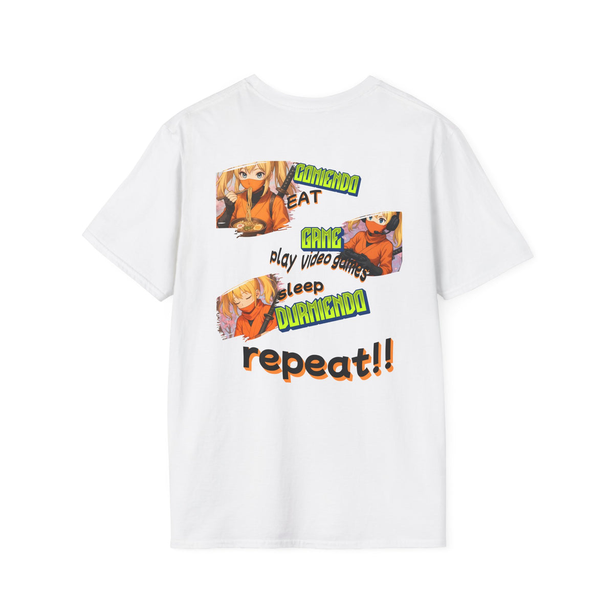 Anime Gamer T-Shirt — "Eat, Game, Sleep, Repeat!!" Retro Graphic Tee