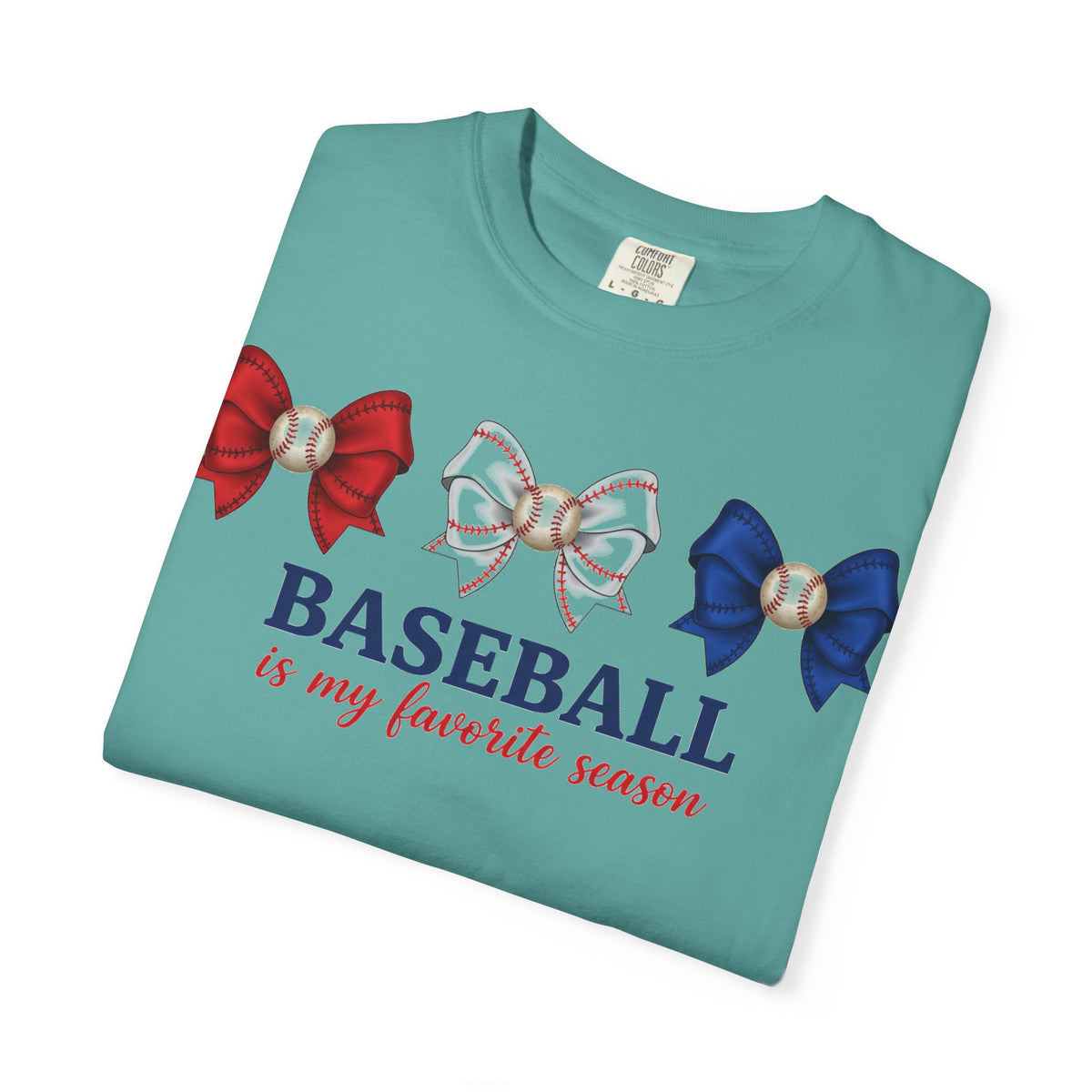 Baseball Is My Favorite Season Shirt, Red White Blue Bows Tee, Baseball Mama Shirt, Opening Day Gift