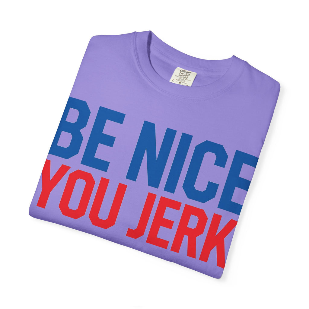 Be Nice You Jerk Shirt, Funny Sarcastic Quote Tee, Bold Retro Typography Shirt, Snarky Gift