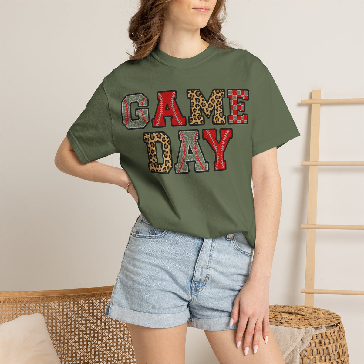 Game Day Varsity Patch Shirt, Baseball Leopard Letter Tee, Sports Mom Shirt, Baseball Mom Gift