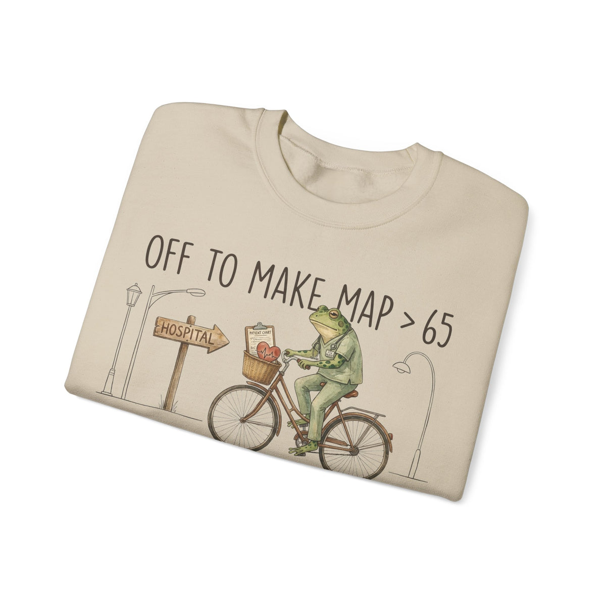 Off To Make Map Greater Than 65 Frog Sweatshirt, ICU Nurse Sweatshirt, Critical Care Nurse Gift, Funny Frog Bicycle Nurse Sweatshirt, Cardia