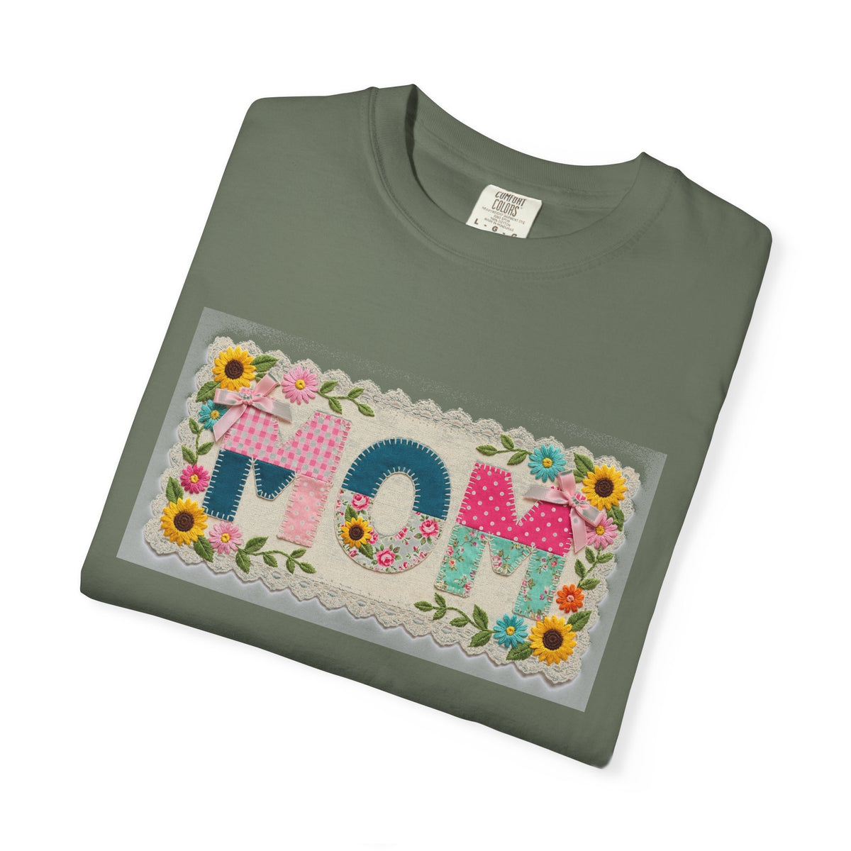 Mom Floral Applique Shirt, Faux Embroidery Sunflower MOM Tee, Mothers Day Shirt, Mom Gift