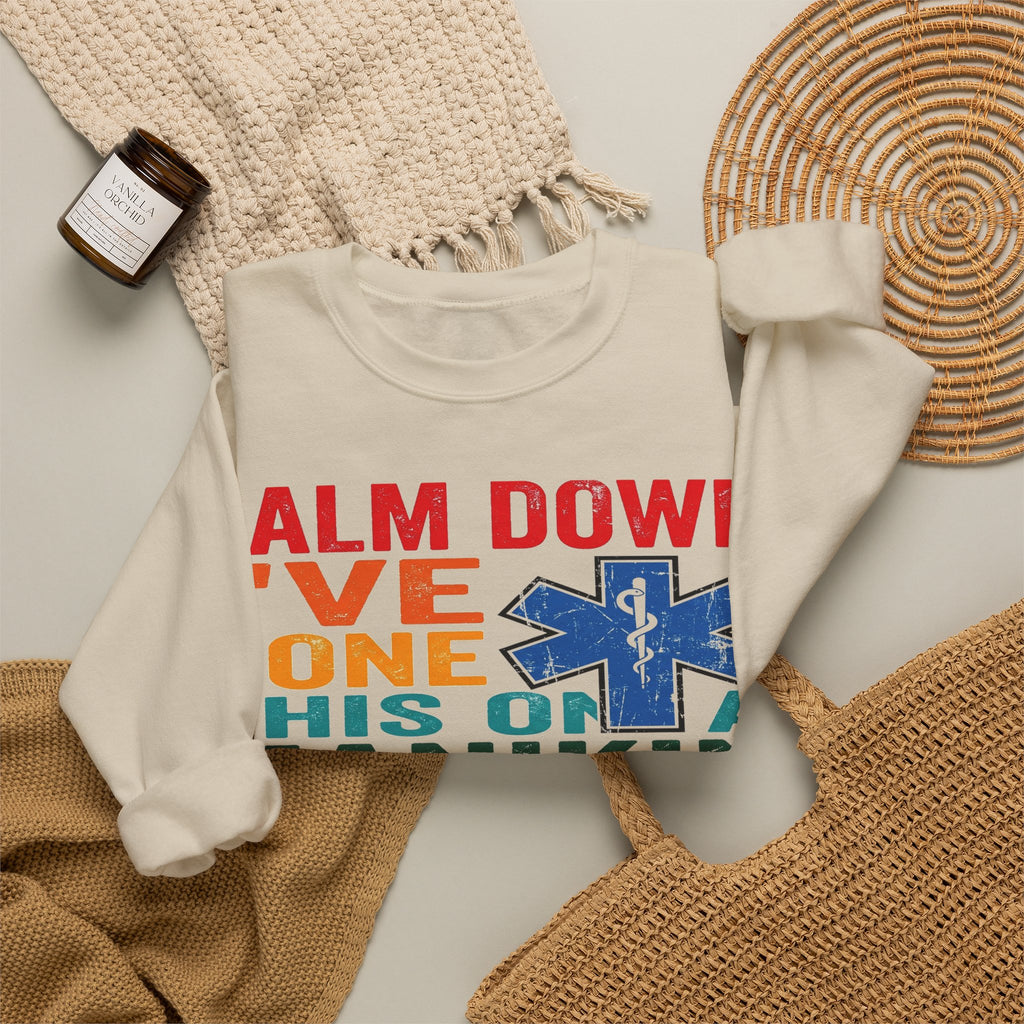 Calm Down I've Done This On A Manikin Sweatshirt, Funny EMS Paramedic Sweatshirt, EMT Gift, Retro Nursing Student Sweatshirt, First Responde