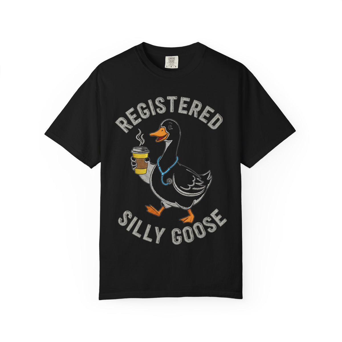 Registered Silly Goose Coffee Cup Shirt, Faux Stitch Nurse Goose Tee, Funny Nurse Shirt, RN Gift