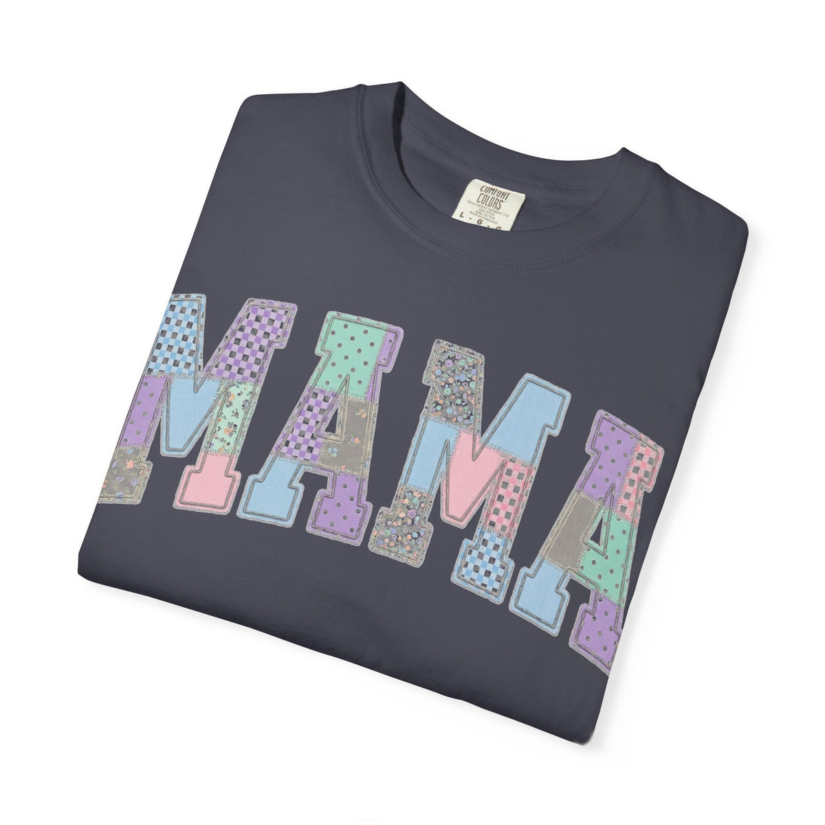 Mama Patchwork Shirt, Pastel Faux Applique Varsity Tee, Shabby Chic Mom Shirt, Mothers Day Gift