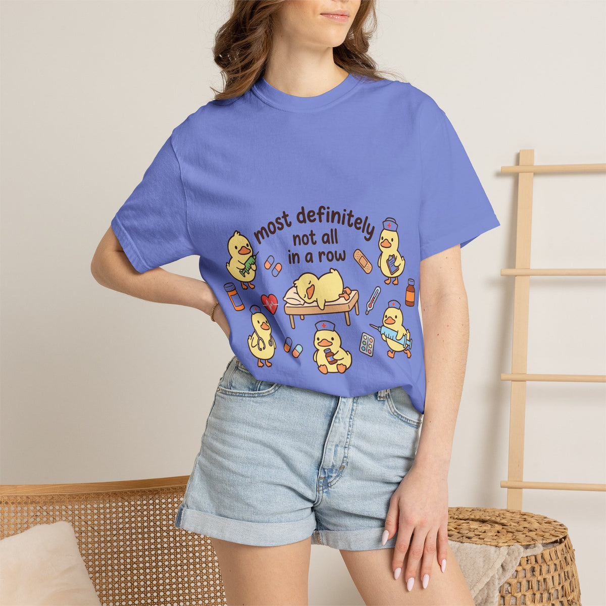 Most Definitely Not All In A Row Shirt, Funny Nurse Duck Tee, Cute Duckling Nurse Shirt, RN Gift