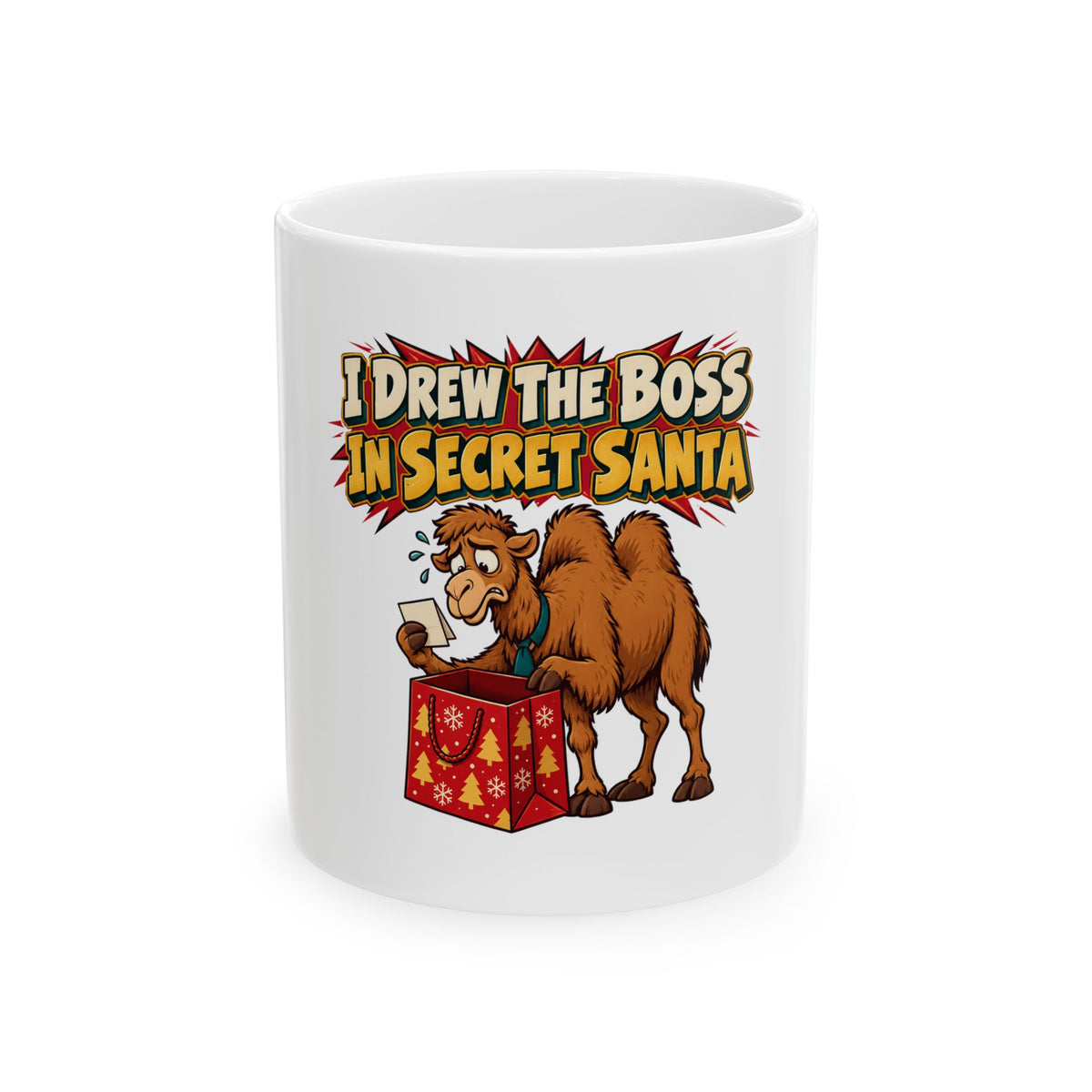 I Drew The Boss In Secret Santa Mug, Funny Coworker Christmas Gift, Secret Santa Stocking Stuffer, 11oz 15oz Coffee Mug