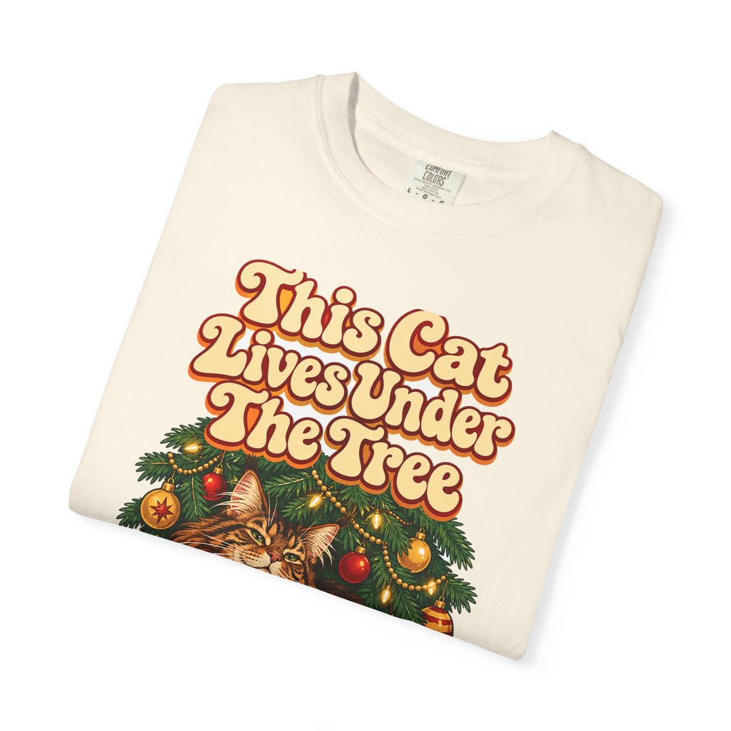 Funny Christmas Cat Shirt This Cat Lives Under The Tree Shirt, Funny Holiday Gift Shirt, Christmas Gift Idea