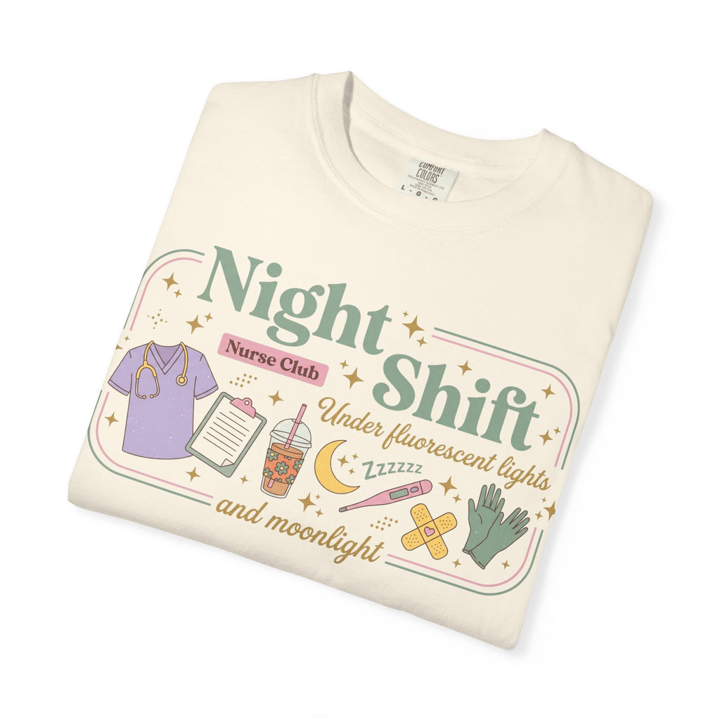 Night Shift Nurse Club Shirt, Under Fluorescent Lights And Moonlight Tee, Cute Night Nurse Shirt, RN Gift