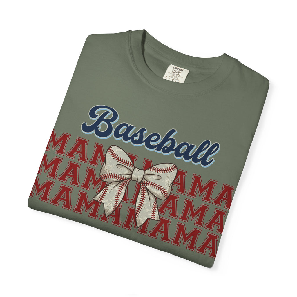 Baseball Mama Shirt, Stacked Varsity Mama Tee, Baseball Bow Mom Shirt, Game Day Baseball Mom Gift