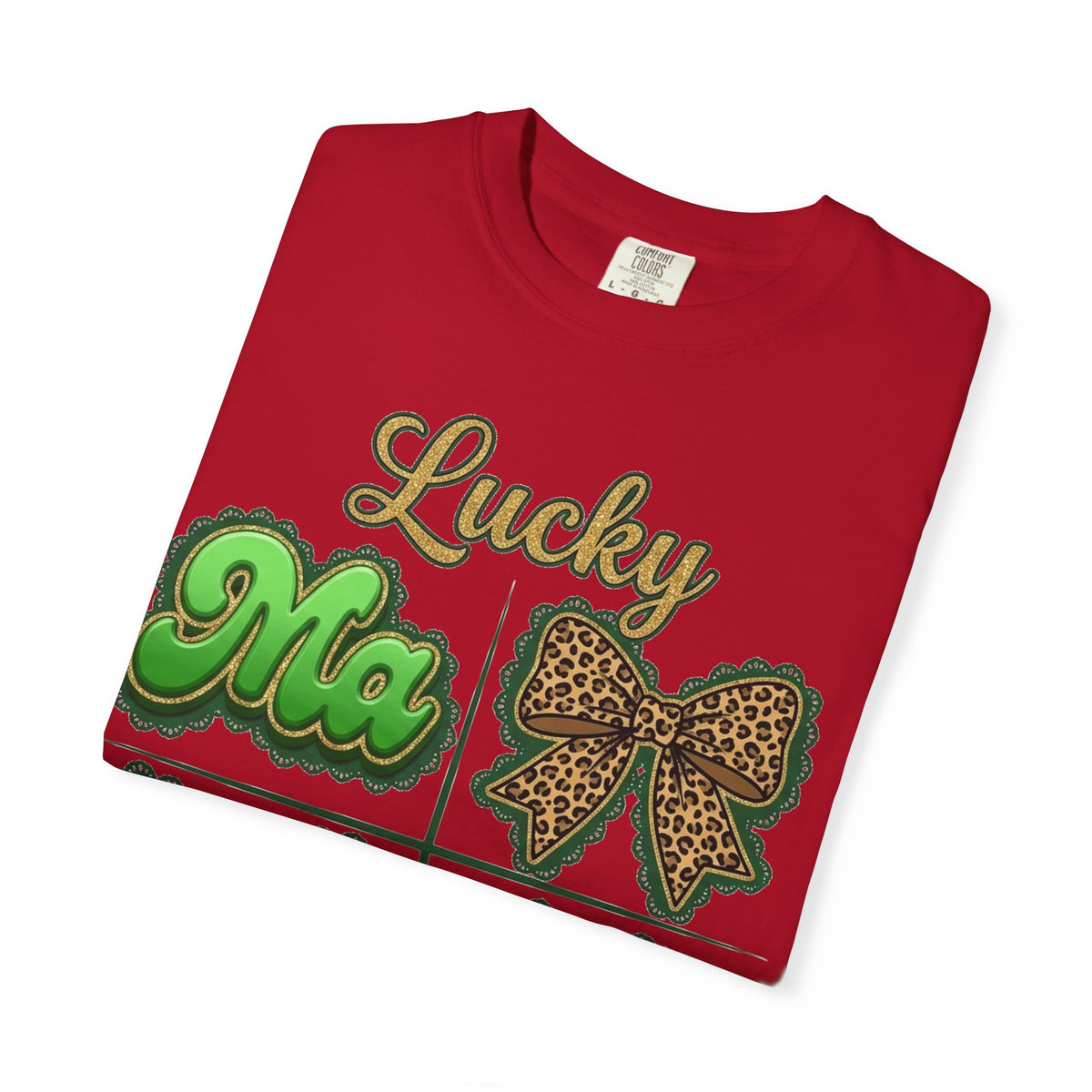 Lucky Mama Shirt, St Patricks Day Leopard Bow Tee, Green Glitter Mama Shirt, Irish Mom Gift