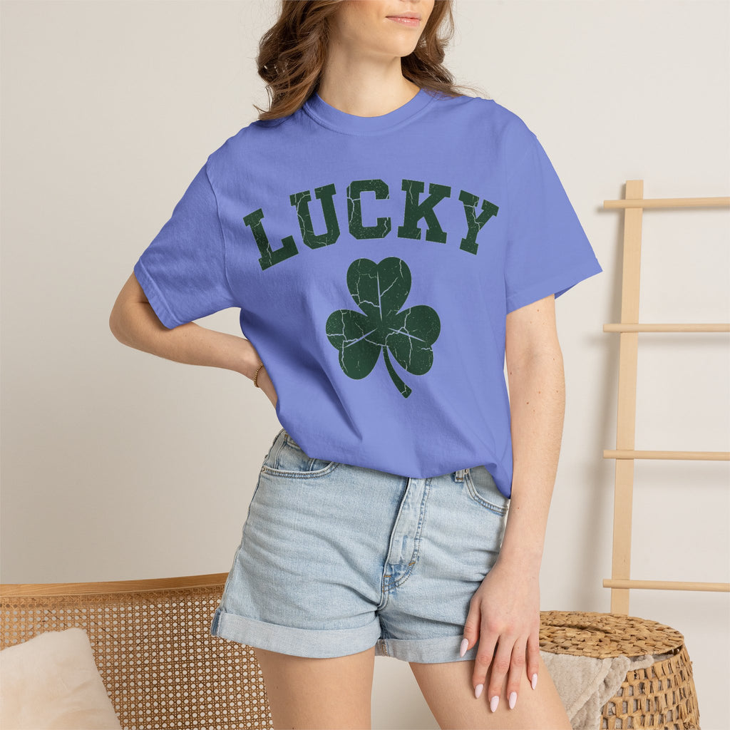 Lucky Big Shamrock Shirt, Bold Varsity Clover Tee, St Patricks Day Shirt, Irish Gift