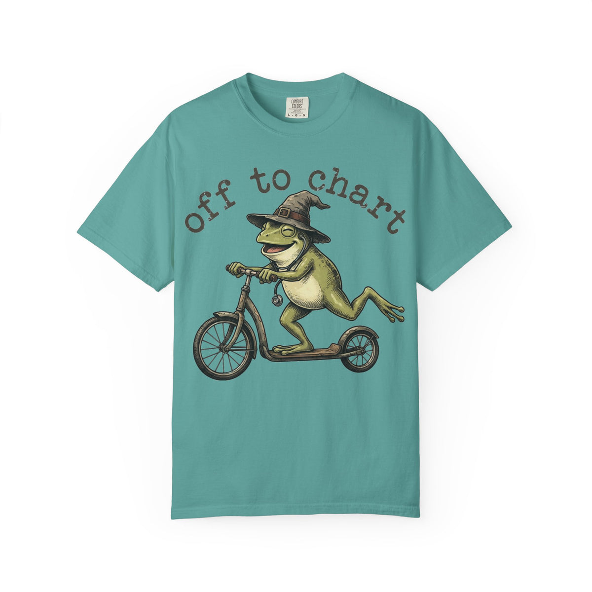 Off To Chart Grinning Frog Shirt, Nurse Frog Scooter Tee, Funny Charting Shirt, RN Gift