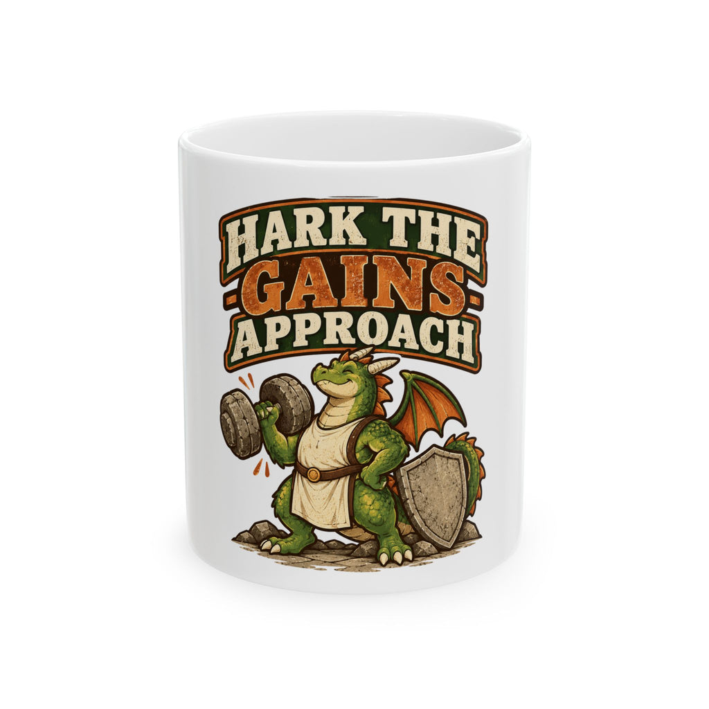 Hark The Gains Approach Mug, Funny Gym Lover Gift for Him Her, Workout Christmas Gift, Coffee Mug 11oz 15oz