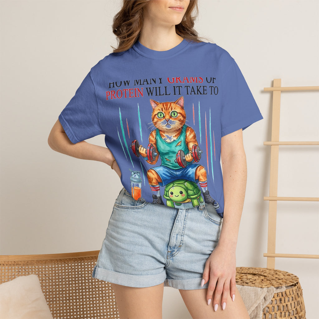 How Many Grams Of Protein Will It Take To Restore The Light In My Eyes Shirt, Funny Gym Cat Tee, Burnout Humor Shirt, Lifter Gift