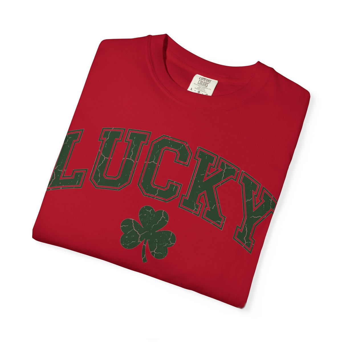 Lucky Shamrock Varsity Shirt, Distressed Green Clover Tee, St Patricks Day Collegiate Shirt, Irish Gift