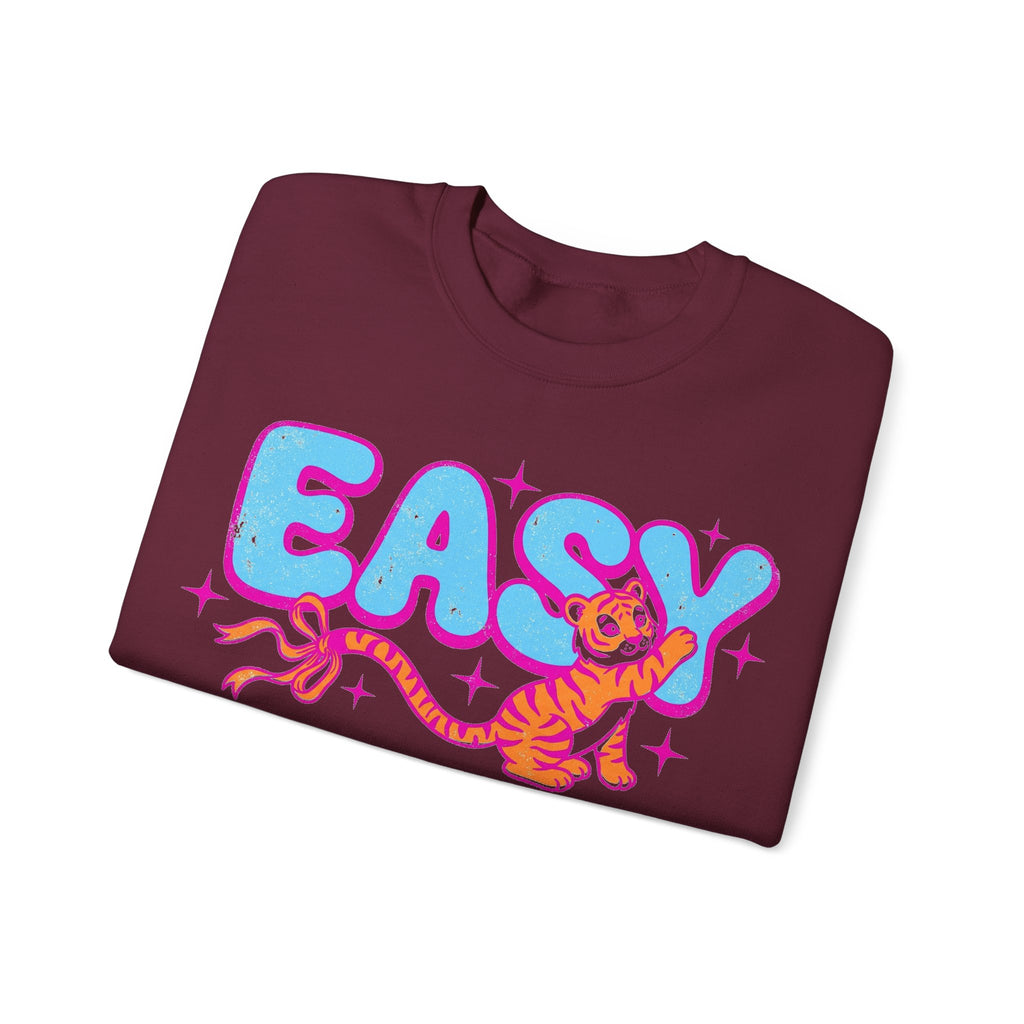 Easy Tiger Sweatshirt, Y2K Bubble Letters Tiger Sweatshirt, Retro Pink Blue Graphic Sweatshirt, Funny Sassy Gift, 2000s Aesthetic Sweatshirt