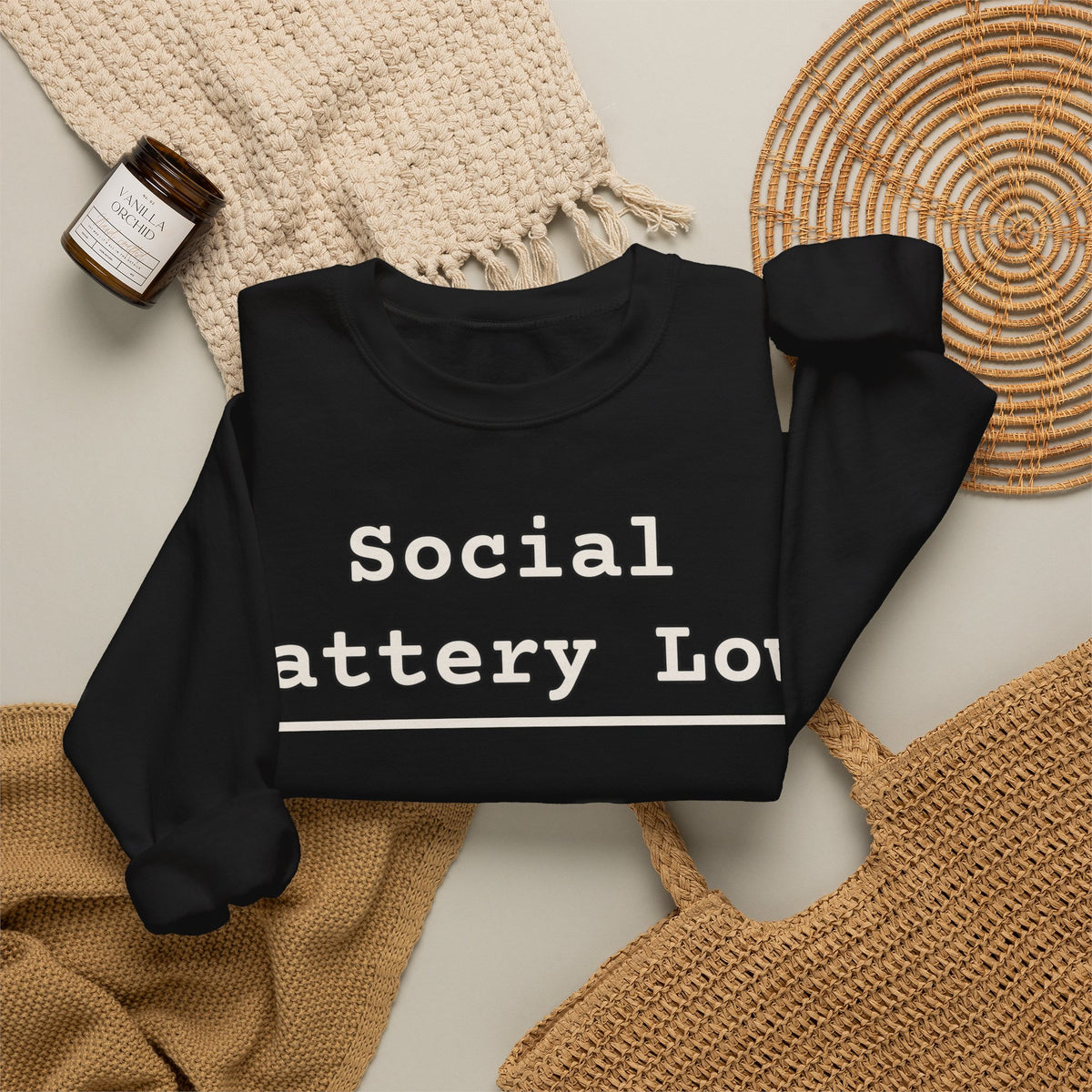 Introvert Sweatshirts For Men Social Battery Low | Funny Introvert Sweatshirt | Sarcastic Quote Sweatshirt | Gift