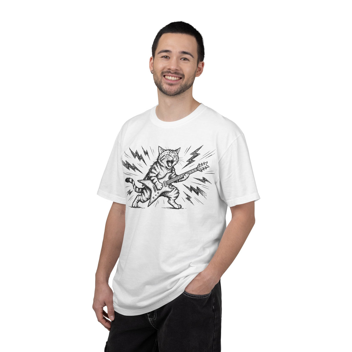 Rock Star Cat Shirt, Electric Guitar Cat Tee, Funny Heavy Metal Cat Shirt, Cat Lover Gift