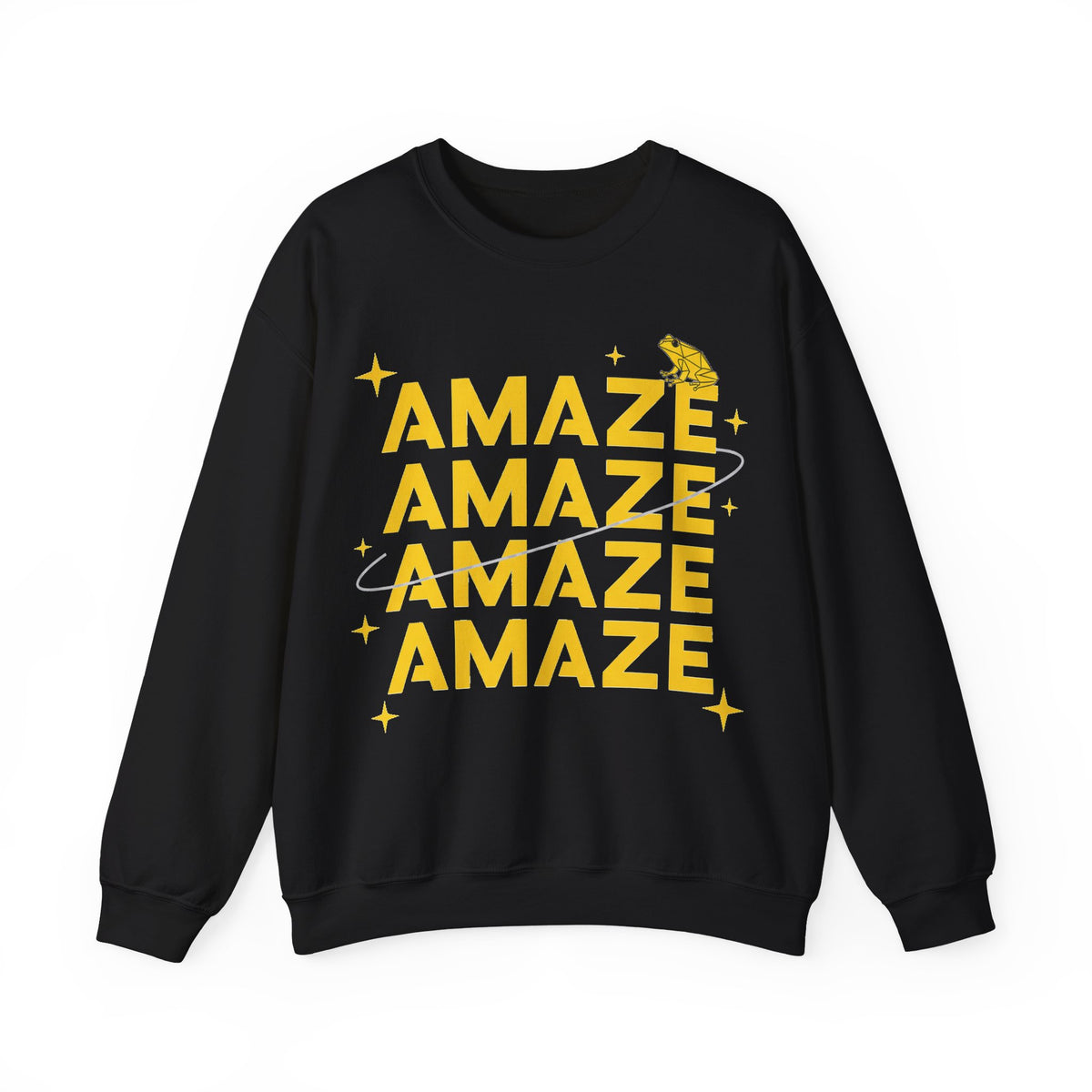 Amaze Amaze Amaze Frog Sweatshirt, Funny Retro Frog Sweatshirt, Yellow Typography Frog Lover Gift, Weird Meme Sweatshirt, Cottagecore Frog G