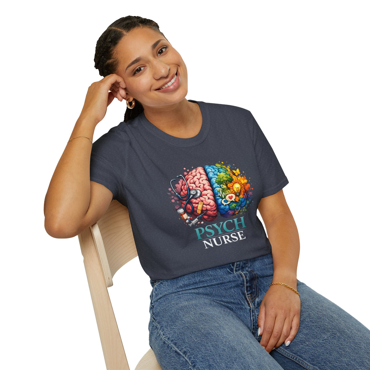 Psych Brain Split Art T-Shirt — Colorful Left & Right Brain Graphic Tee