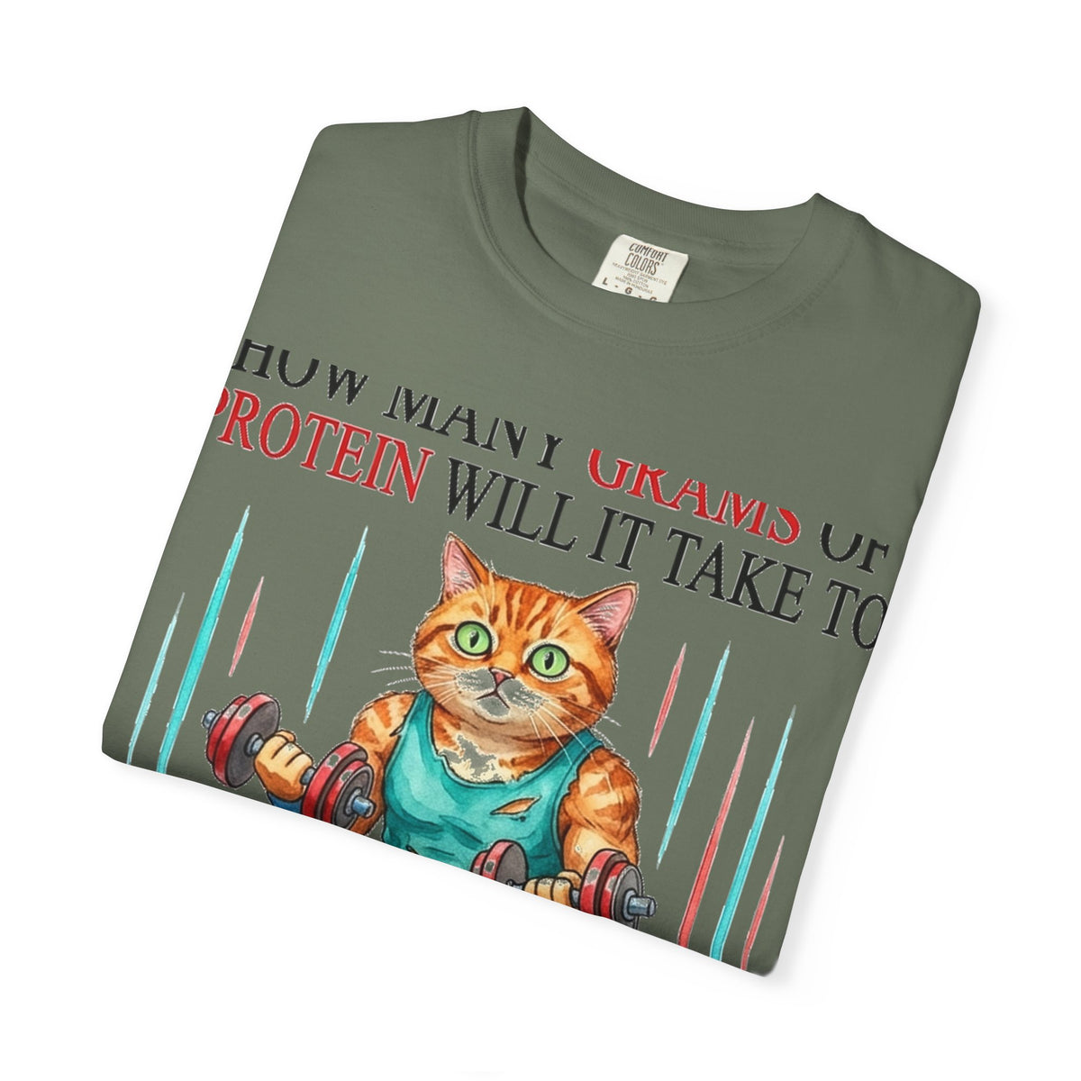 How Many Grams Of Protein Will It Take To Restore The Light In My Eyes Shirt, Funny Gym Cat Tee, Burnout Humor Shirt, Lifter Gift