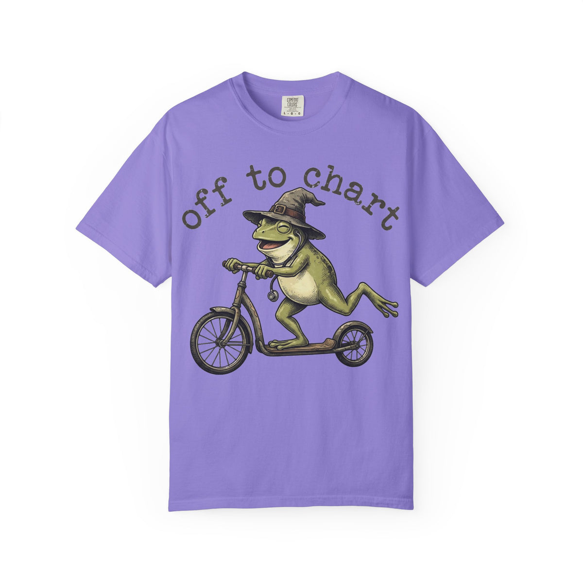 Off To Chart Grinning Frog Shirt, Nurse Frog Scooter Tee, Funny Charting Shirt, RN Gift
