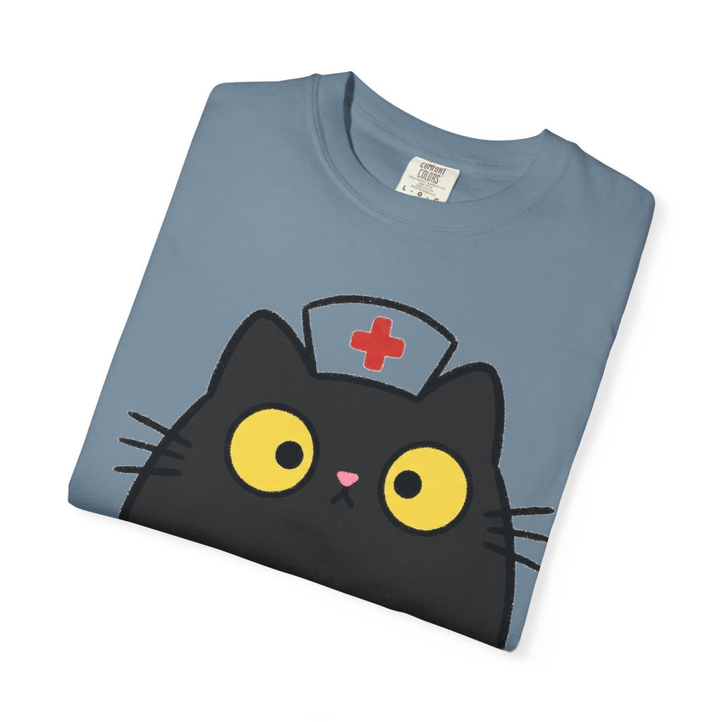 Kawaii Black Cat Nurse Shirt, Cute Cat In Nurse Cap Tee, Funny Nurse Cat Shirt, RN Gift