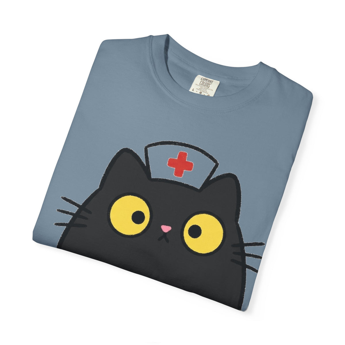 Kawaii Black Cat Nurse Shirt, Cute Cat In Nurse Cap Tee, Funny Nurse Cat Shirt, RN Gift