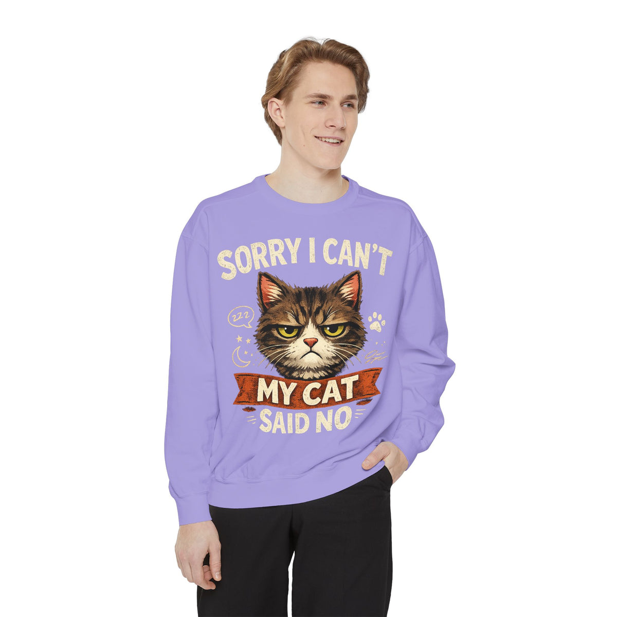 Sorry I Can't My Cat Said No Sweatshirt — Funny Cat Lover Pullover