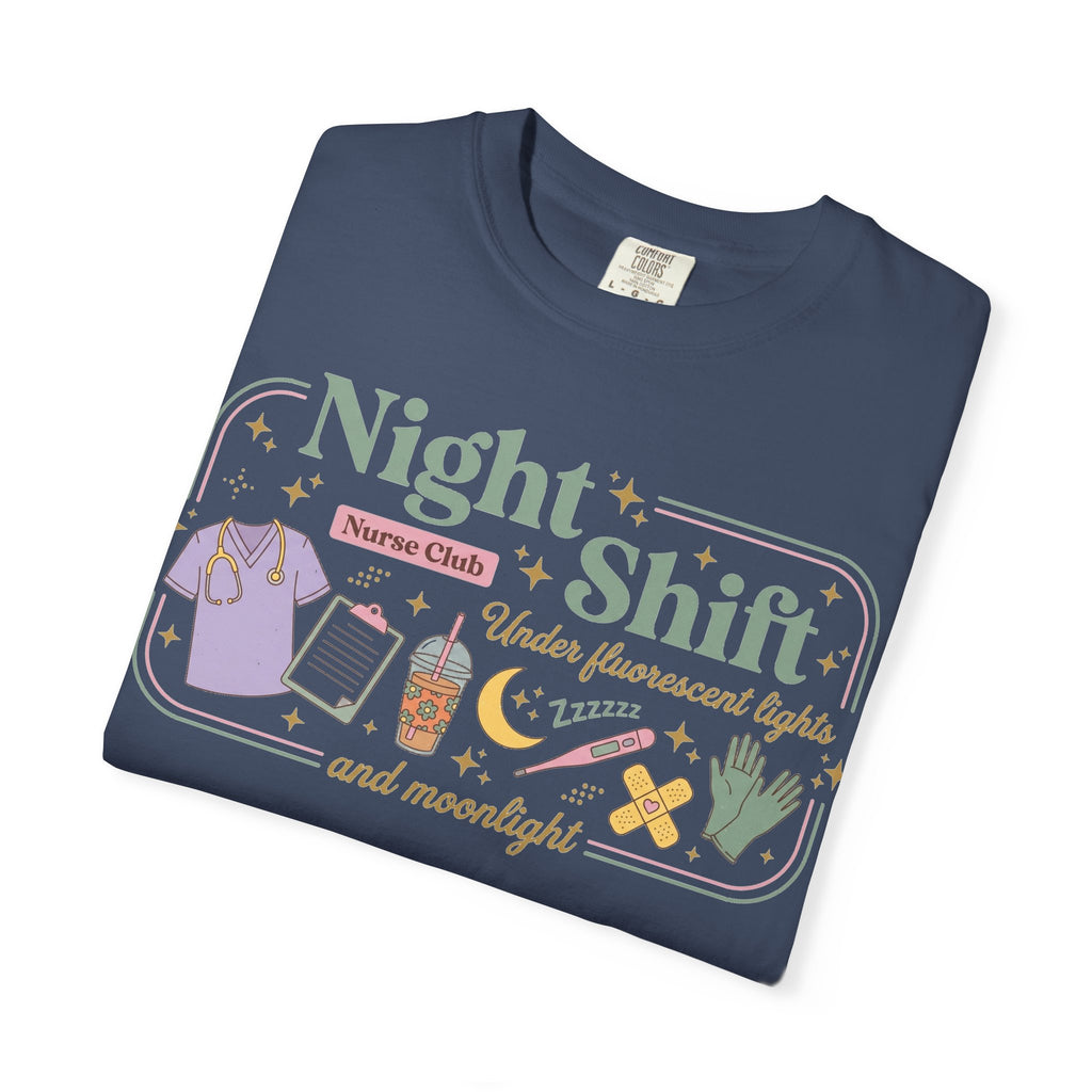 Night Shift Nurse Club Shirt, Under Fluorescent Lights And Moonlight Tee, Cute Night Nurse Shirt, RN Gift