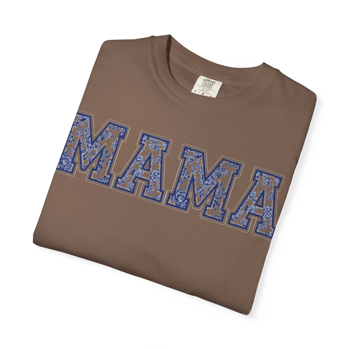 Mama Delft Blue Floral Shirt, Toile Varsity Applique Tee, Grandmillennial Mom Shirt, Mothers Day Gift