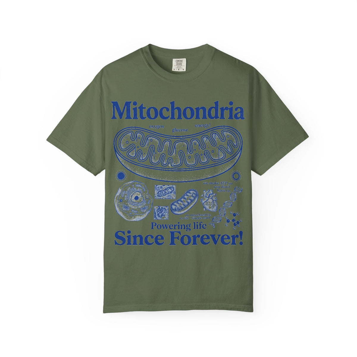 Mitochondria Powering Life Since Forever Tall Shirt, Retro Biology Poster Tee, Science Teacher Shirt, Nerd Gift