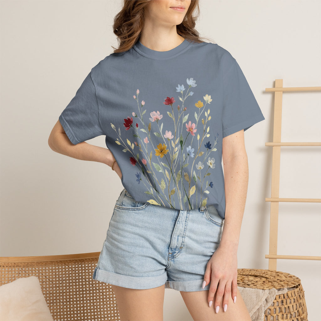 Watercolor Wildflower Spray Shirt, Painted Meadow Bouquet Tee, Cottagecore Floral Shirt, Garden Gift