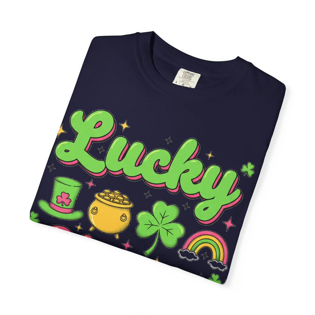Lucky Charm Pink Shirt, Groovy St Patricks Day Tee, Rainbow Clover Shirt, Irish Gift