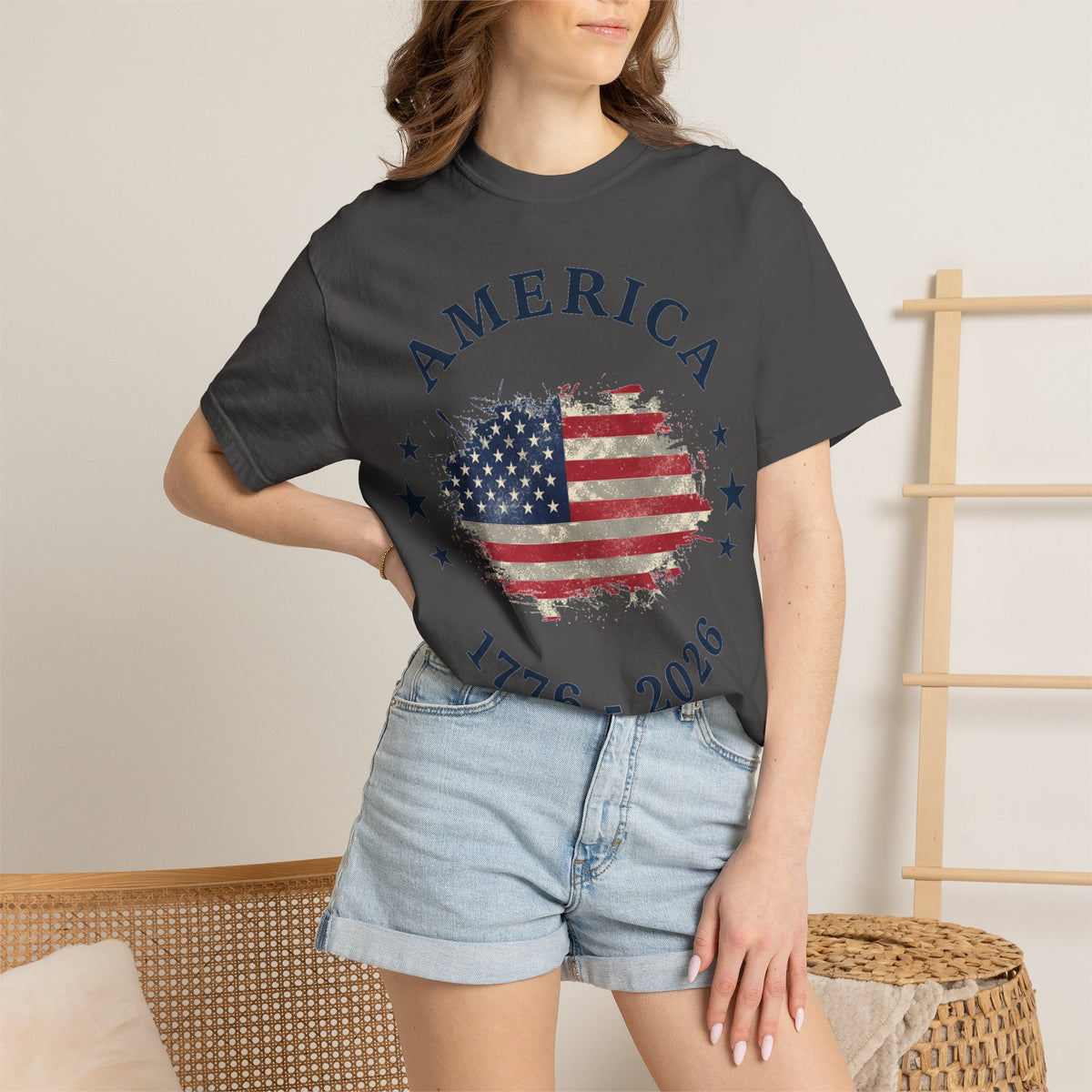 America 1776 2026 Arched Shirt, Vintage Flag Splash Tee, Patriotic Americana Shirt, Independence Day Gift
