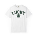 Lucky Clover Collegiate Shirt, Cracked Varsity Green Tee, St Patricks Day Shirt, Shamrock Gift