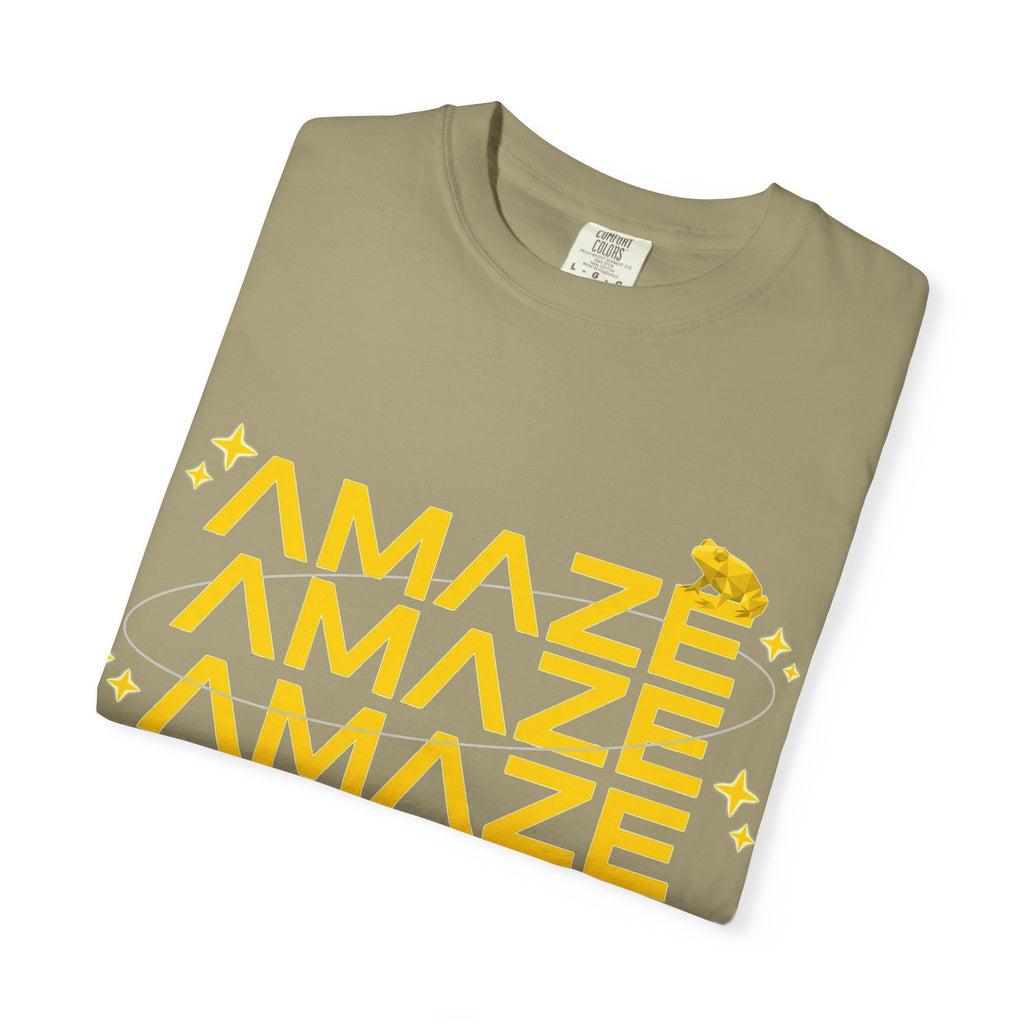 Amaze Amaze Amaze Shirt, Retro Stacked Type Tee, Tiny Frog Graphic Shirt, Funny Minimal Gift