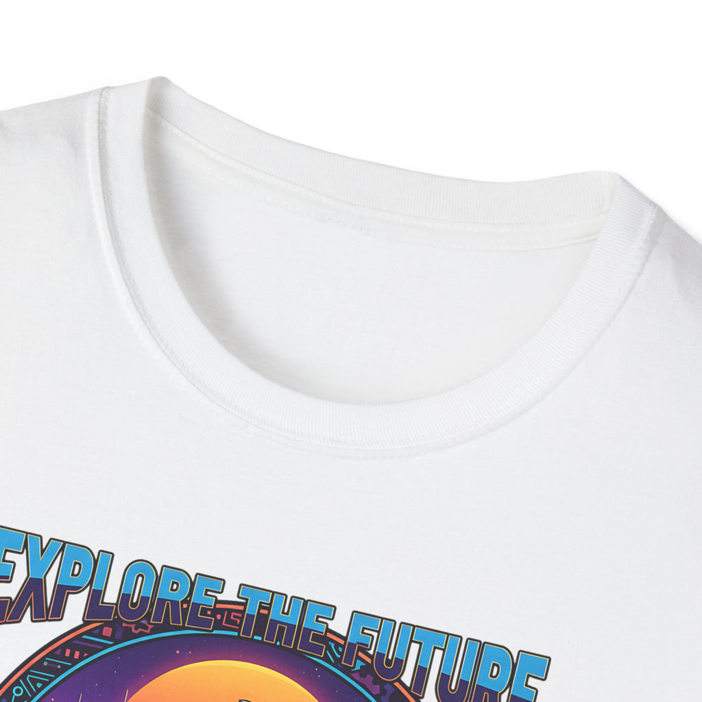 T-Shirt — "Explore the Future" Retro Sunset City Graphic