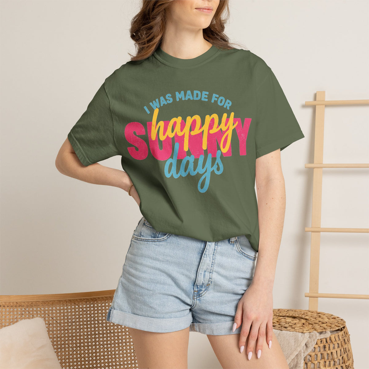 I Was Made For Happy Sunny Days Pastel Shirt, Soft Retro Summer Tee, Beach Vacation Shirt, Summer Gift