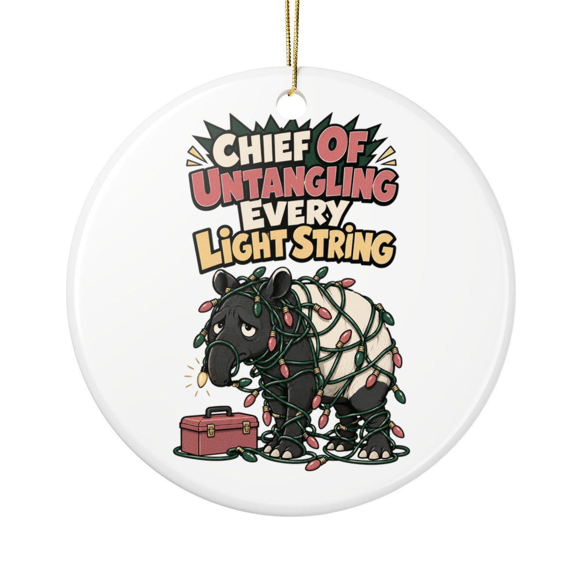 Chief Of Untangling Every Light String Ornament, Funny Dad Christmas Gift, Secret Santa Stocking Stuffer, Ceramic Christmas Ornament 2026