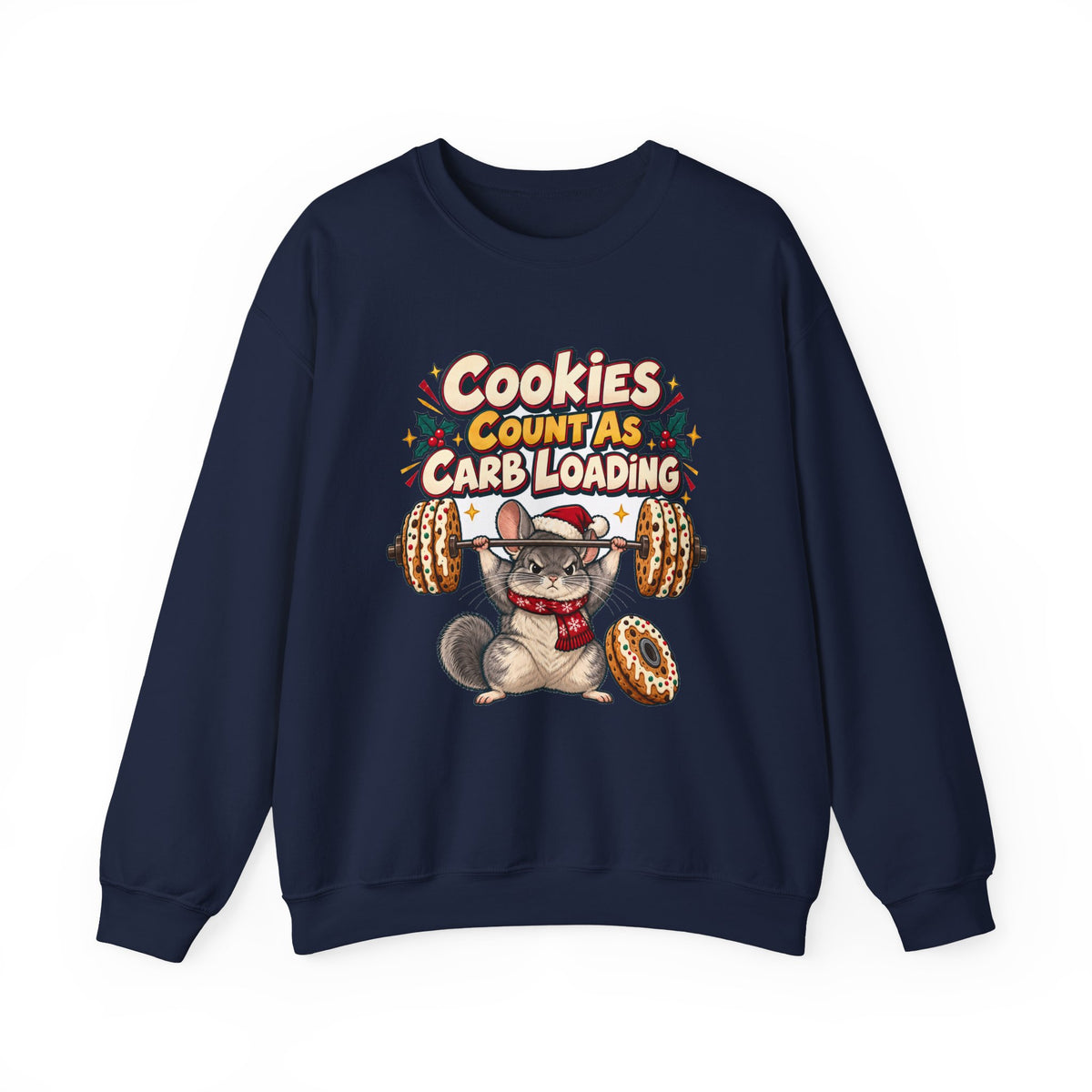 Funny Gym Christmas Sweatshirt Cookies Count As Carb Loading Shirt, Funny Holiday Gift Tee, Christmas Gift Idea