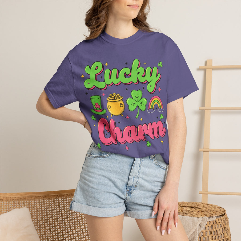 Lucky Charm Pink Shirt, Groovy St Patricks Day Tee, Rainbow Clover Shirt, Irish Gift