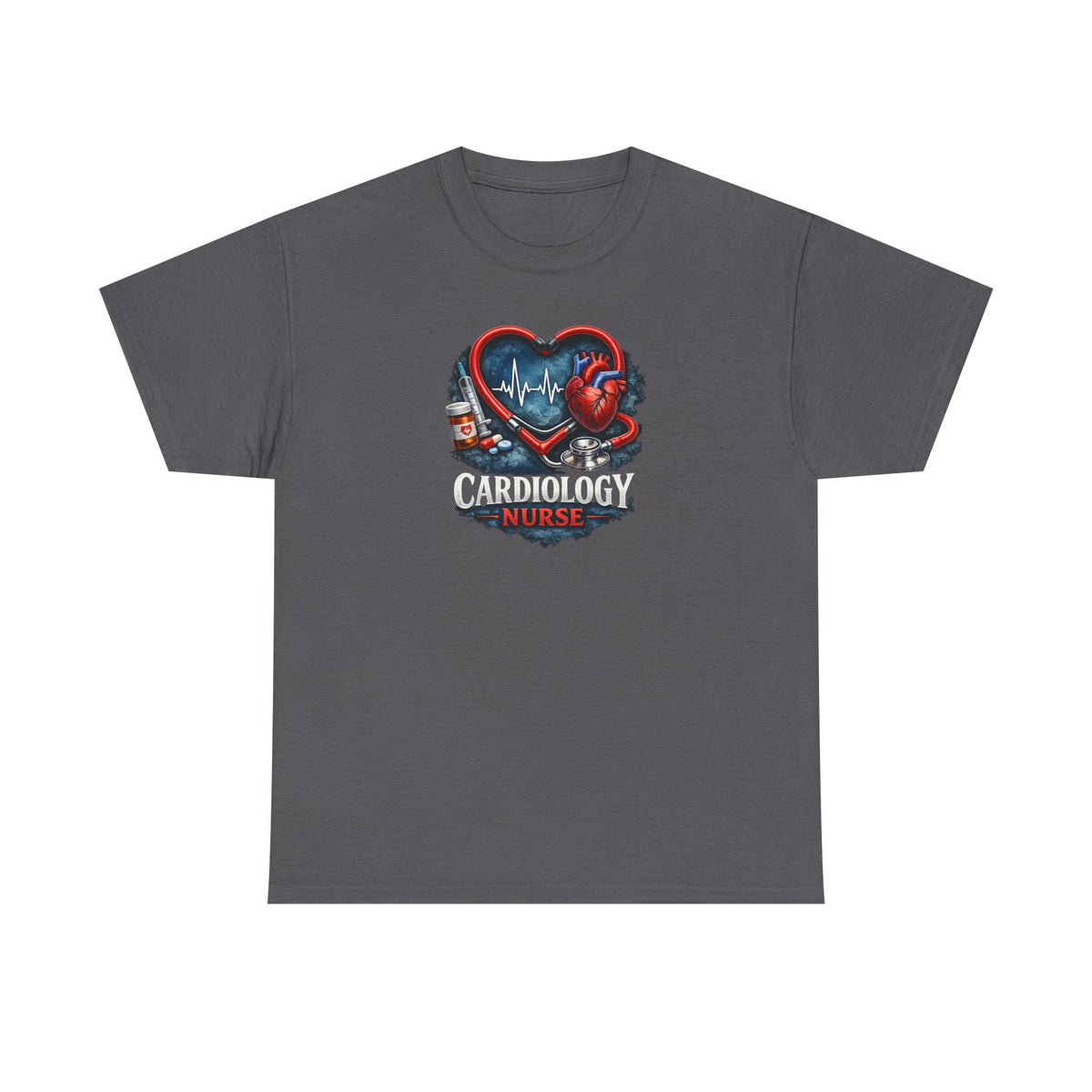 Cardiology Nurse T-Shirt — Heartbeat Stethoscope Design