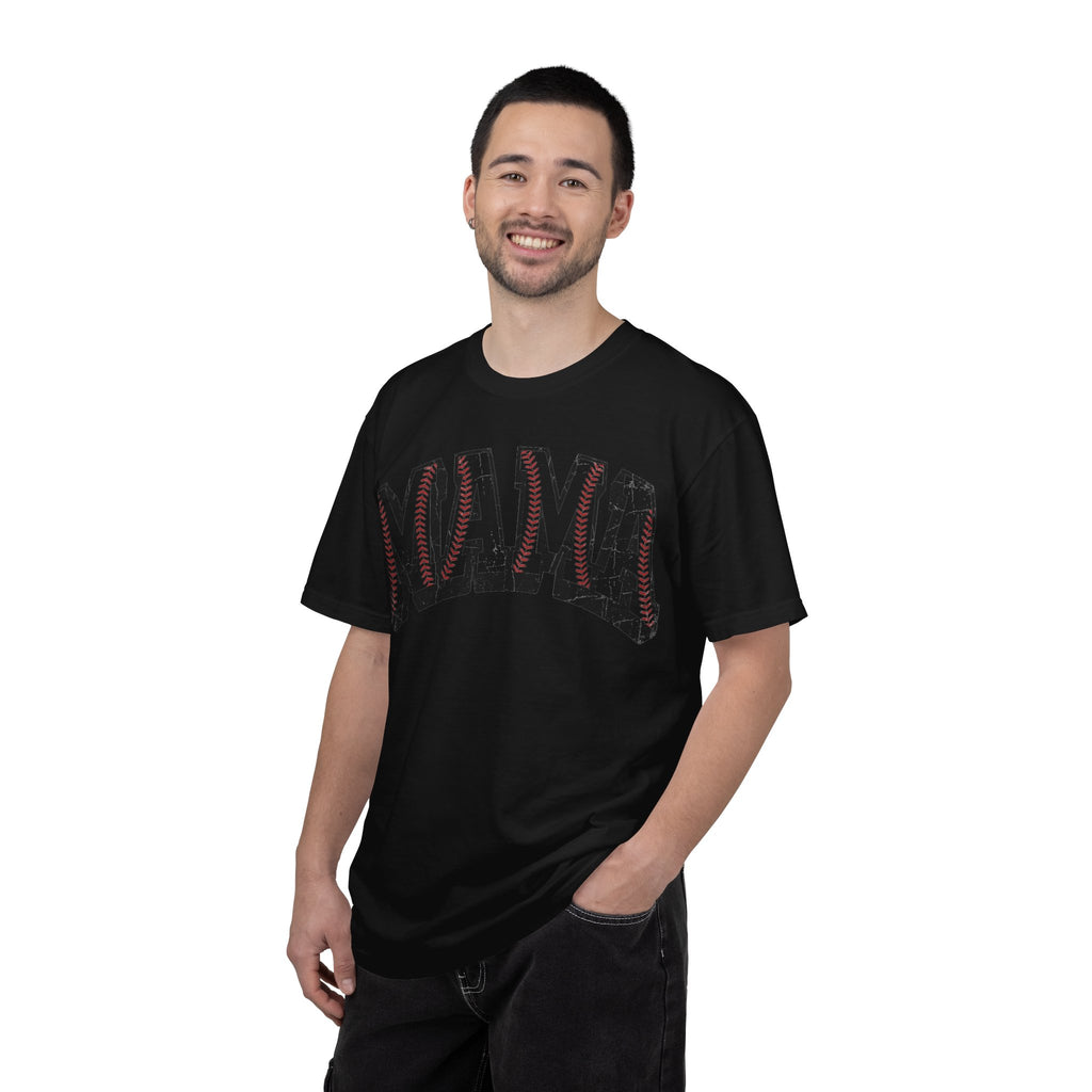 Mama Baseball Stitch T-Shirt — Vintage Motivational Mom Tee