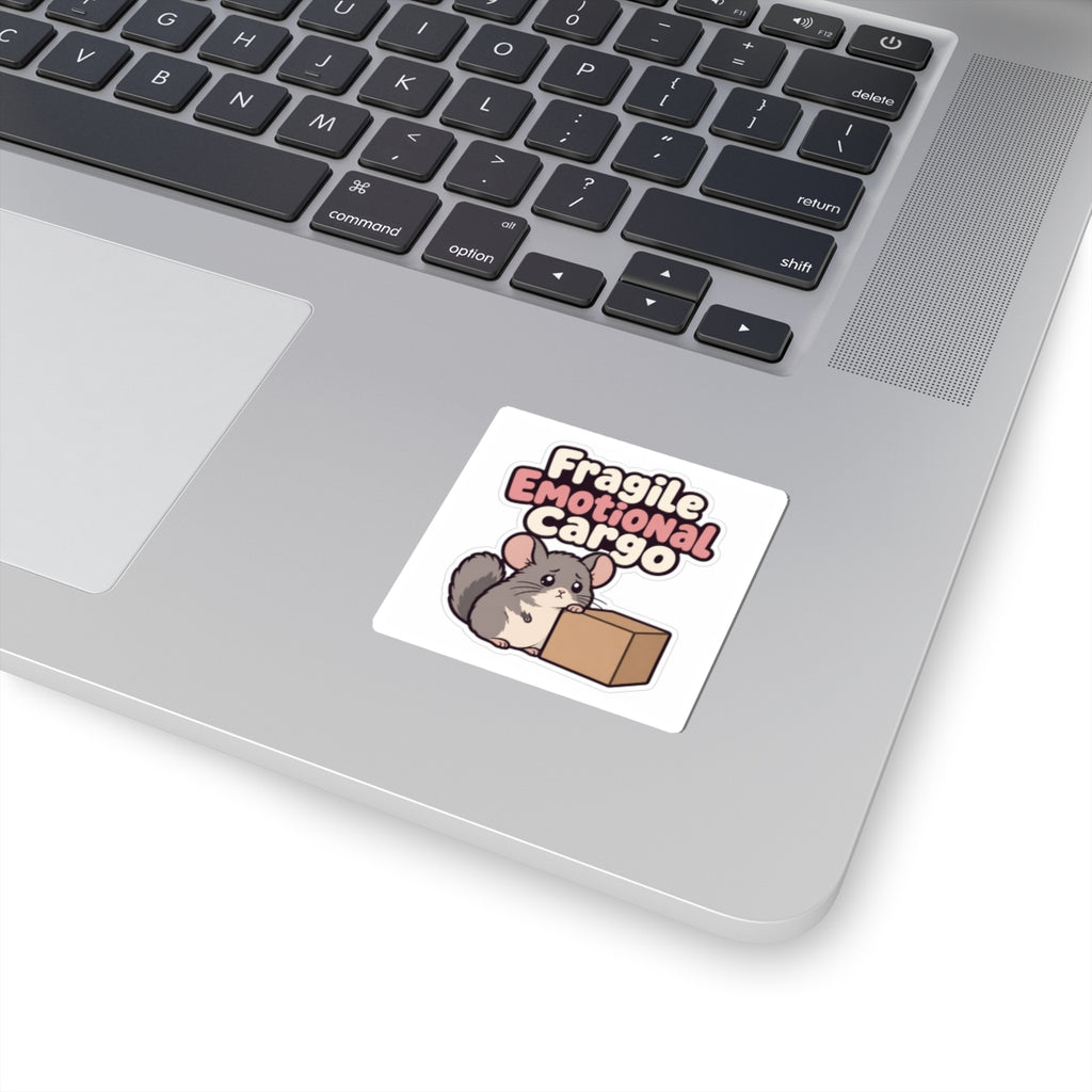Fragile Emotional Cargo Sticker, Funny Laptop Decal, Cute Chinchilla Vinyl Sticker
