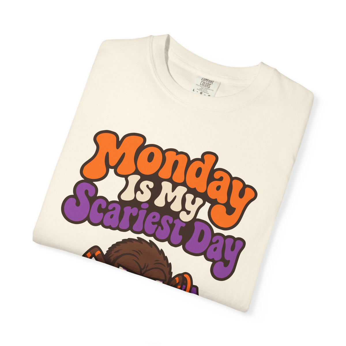 Monday Is My Scariest Day Halloween Shirt, Funny Spider Coffee Tee, Retro Spooky Humor