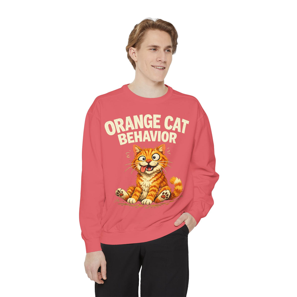 Orange Cat Behavior Sweatshirt — Cute Ginger Kitty Graphic Pullover